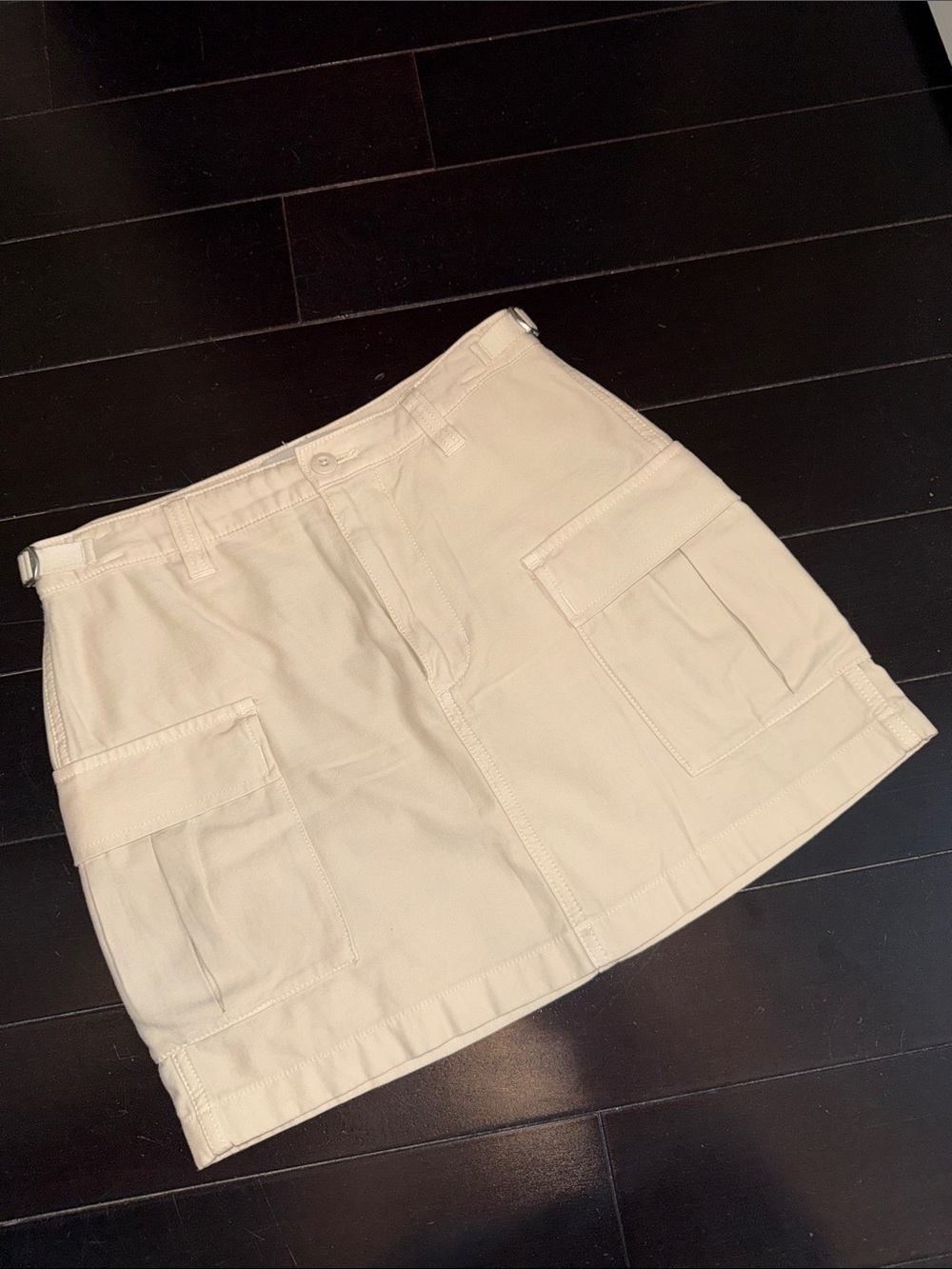 TNA Cream Button-Front Mini Skirt